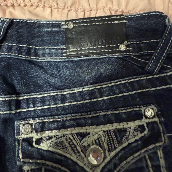Vigoss Dark Blue Jean Shorts with White Stitching - Picture 3 of 4